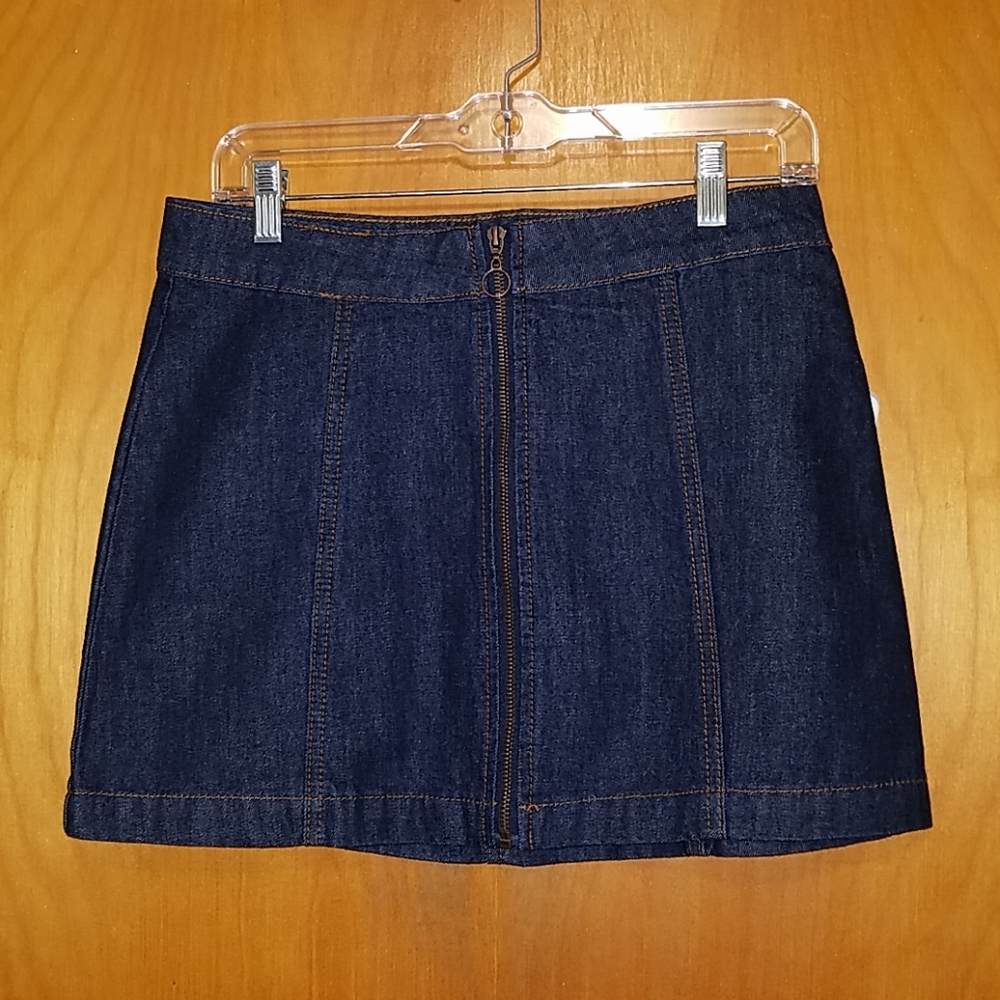 Altar'd State Zip Up Denim Mini Skirt